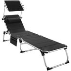 tectake Ligbed Lorella gestoffeerd, inklapbaar - zwart, Tuin en Terras, Tuinsets en Loungesets, Verzenden, Nieuw