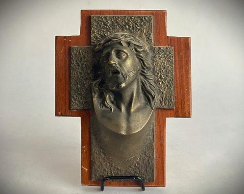 Crucifix - Brons, Hout - 1920-1930 - De marteling van, Antiek en Kunst, Antiek | Boeken en Manuscripten