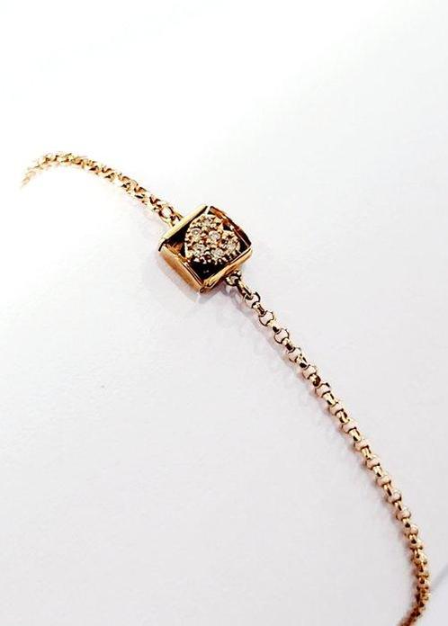 18 carats Or, or jaune - Bracelet Diamants, Handtassen en Accessoires, Antieke sieraden