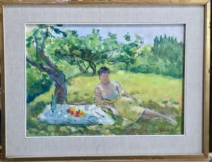 Orlando Grosso (1882-1968) - Colazione nel prato, Antiquités & Art, Art | Peinture | Classique