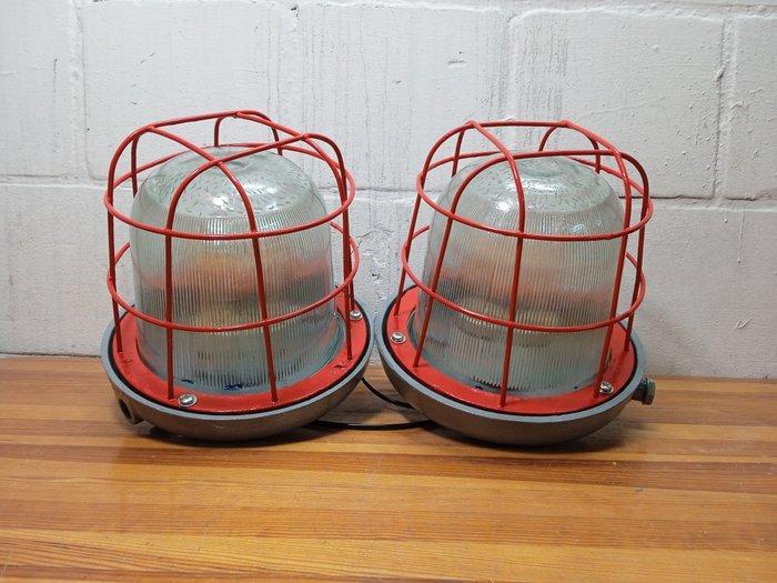 Lampe à suspendre - Vintage Factory Lamp - Métal, Verre,, Antiquités & Art, Antiquités | Assiettes décoratives & Carrelages