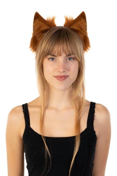 Haarband Furry Oortjes Bruin Kat Poes Vos Diadeem Dons Diere, Kleding | Dames, Carnavalskleding en Feestkleding, Nieuw, Ophalen of Verzenden