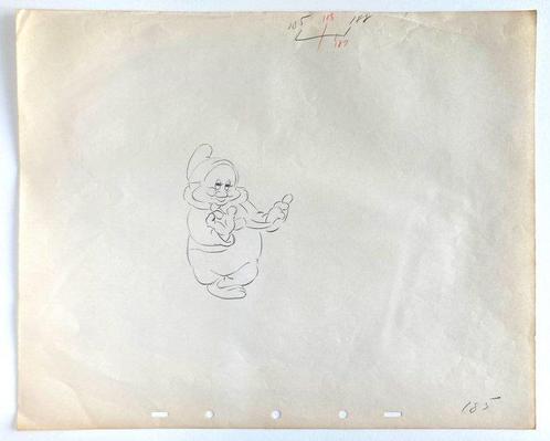 Snow White... (1937) Happy Original Animation Drawing by, Verzamelen, Disney