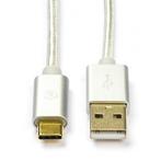 Apple oplaadkabel | USB C 3.1 | 2 meter (Nylon, Zilver), Verzenden