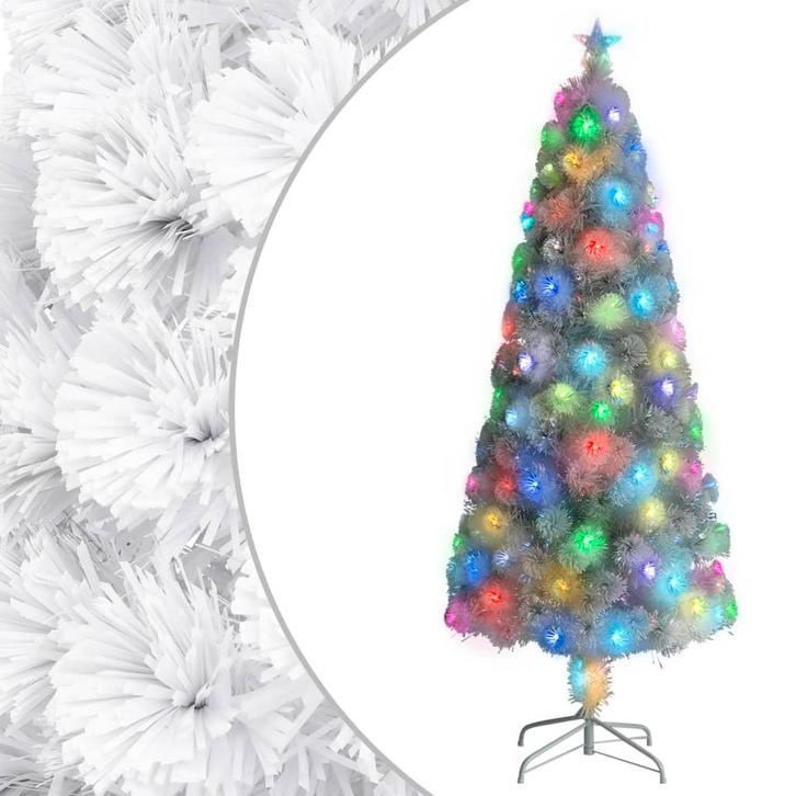 vidaXL Kunstkerstboom met verlichting 240 cm glasvezel wit, Diversen, Kerst, Nieuw, Verzenden