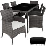 tectake Wicker zitgroep Porto 6+1 met beschermhoes - grijs/w, Tuin en Terras, Verzenden, Nieuw