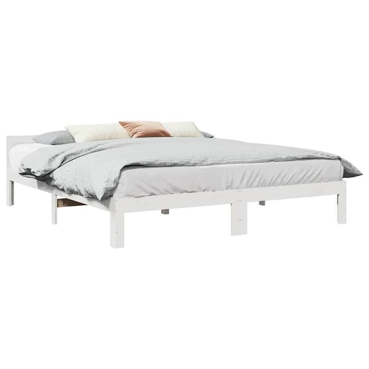 Grenenhout Bedframe Wit 160x200 | Retour Deal Nu!, Huis en Inrichting, Slaapkamer | Bedden, Nieuw, Verzenden