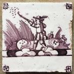 Tegel (3) - Een set van 3 tegels met jacht, op de heide. -