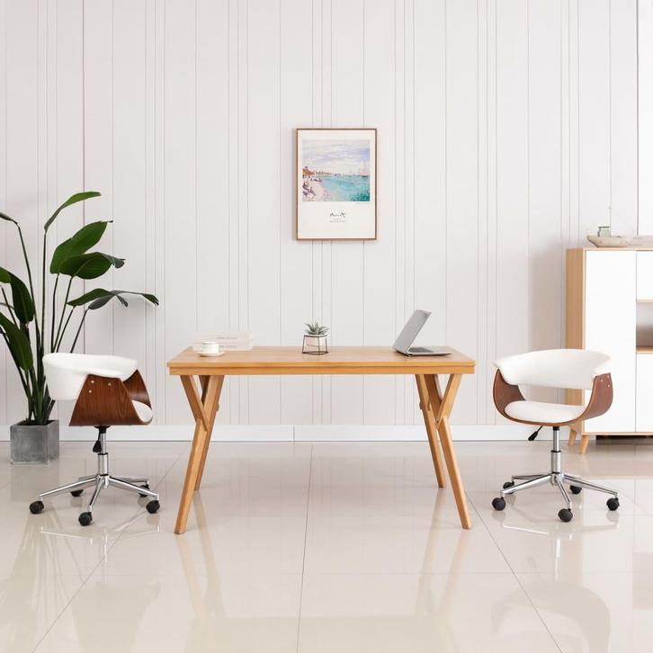 vidaXL Eetkamerstoelen draaibaar 2 st kunstleer wit, Huis en Inrichting, Stoelen, Nieuw, Verzenden