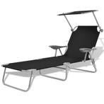 Ligbed met Luifel Zwart | Retour Deal | Strand & Tuin, Tuin en Terras, Verzenden, Nieuw, Metaal