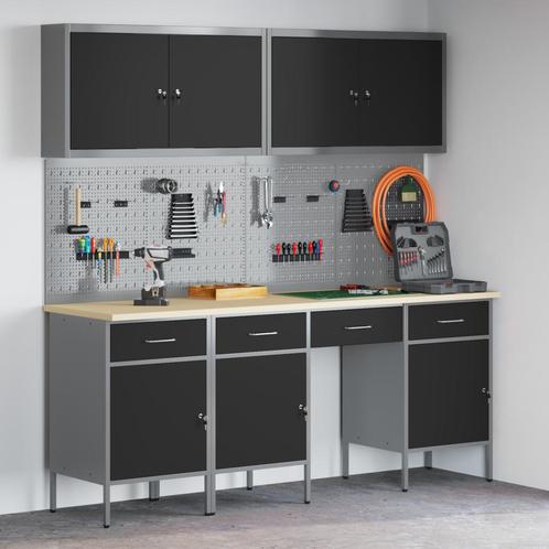 vidaXL 10-delige Werkbankset Zwart Staal, Doe-het-zelf en Bouw, Werkbanken, Nieuw, Verzenden