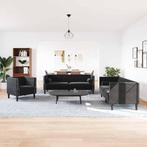 vidaXL Bankstel 3 pcs Zwart Fluweel, Huis en Inrichting, Zetels | Zetels, Verzenden, Nieuw