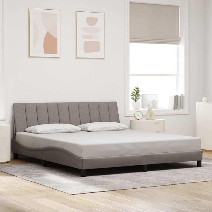 vidaXL Bedframe zonder matras Hanko stof taupe 180x200 cm, Huis en Inrichting, Slaapkamer | Bedden, Nieuw, Verzenden