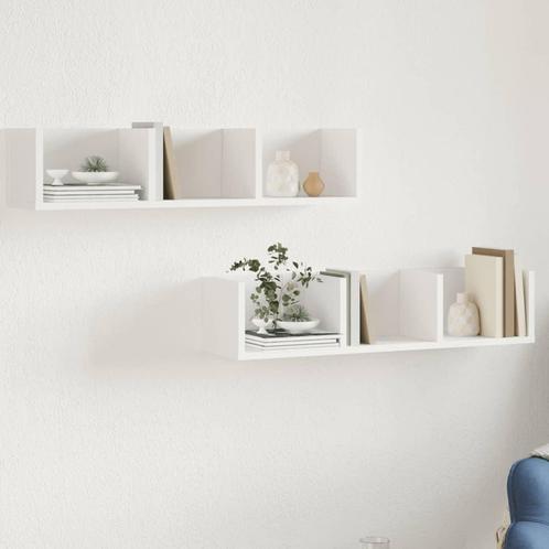 vidaXL Wandkasten 2 st 75x18x16,5 cm bewerkt hout wit, Maison & Meubles, Armoires | Armoires murales, Envoi