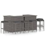 vidaXL 8-delige Tuinbarset met kussens poly rattan grijs, Tuin en Terras, Verzenden, Nieuw