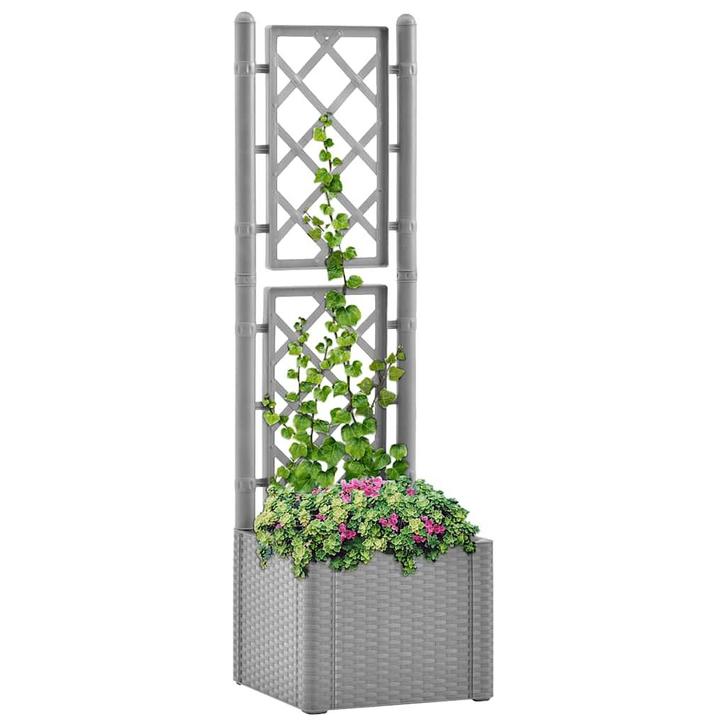 vidaXL Plantenbak verhoogd met latwerk en, Tuin en Terras, Bloempotten, Nieuw, Verzenden