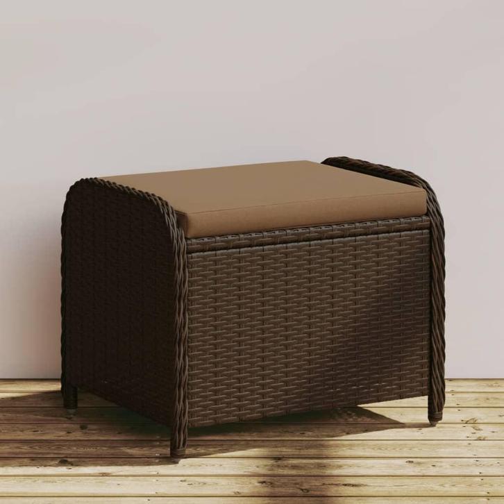 vidaXL Tuinkruk met kussen 58x46x46 cm poly rattan bruin, Tuin en Terras, Tuinsets en Loungesets, Nieuw, Verzenden