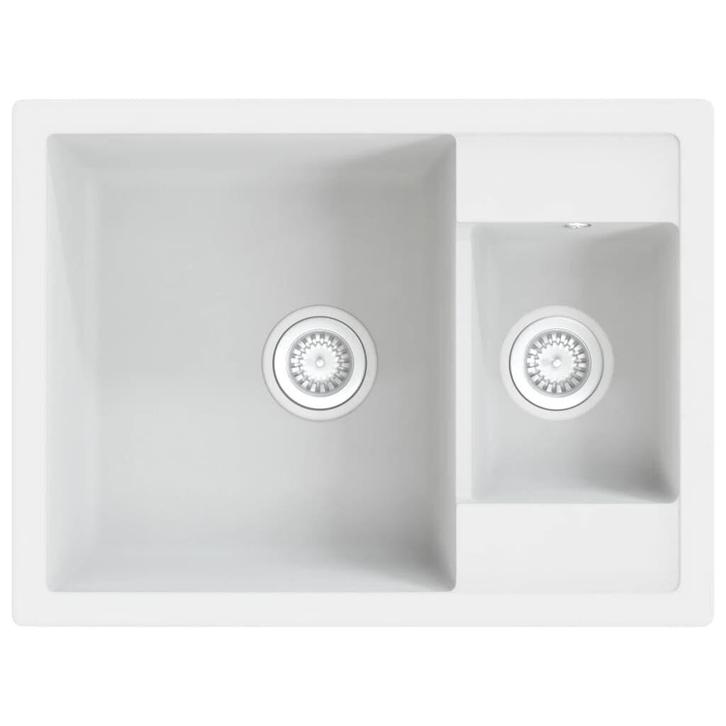 Graniet Gootsteen 58cm Wit | Retour Deal | Tof Prijsje, Doe-het-zelf en Bouw, Sanitair, Nieuw, Steen, Wastafel, Verzenden