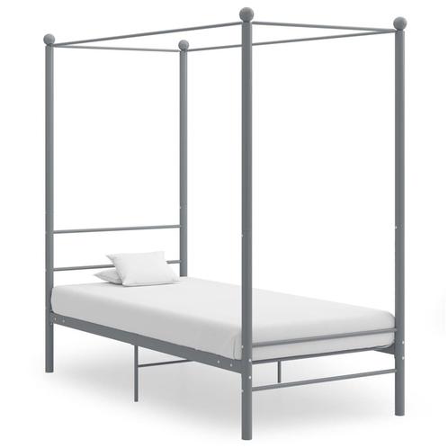 vidaXL Hemelbedframe metaal grijs 90x200 cm, Huis en Inrichting, Slaapkamer | Bedden, Nieuw, Verzenden