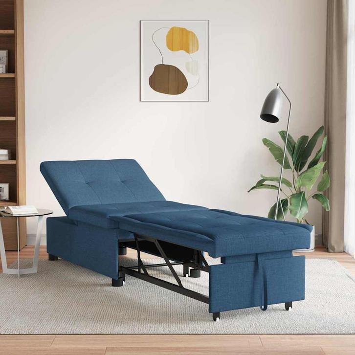 vidaXL Uittrekbare Sofa Bed Blauw 194 x 50 x 82 cm Multiplex, Maison & Meubles, Canapés | Salons, Envoi
