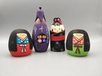 4 poupées Kokeshi miniatures colorées et créatives - Bois,