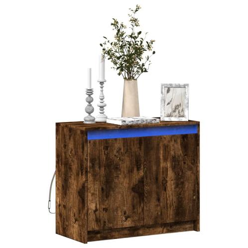 vidaXL Dressoir met LED 72x34x61 cm bewerkt hout gerookt, Huis en Inrichting, Kasten | Dressoirs, Nieuw, Verzenden