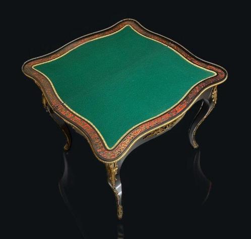Table de jeux - Ormolu, Napoléon III - « Boulle » - Bois, Antiek en Kunst, Antiek | Meubels | Stoelen en Sofa's