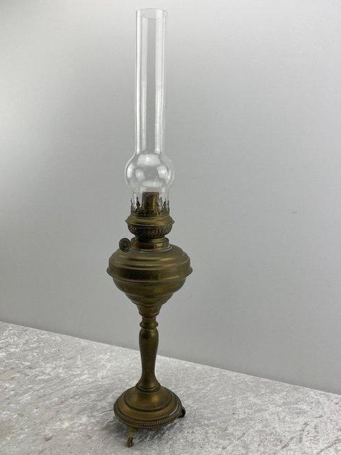 Olielamp - Glas, Koper - Grote Antieke Olielamp, Antiek en Kunst, Curiosa en Brocante