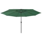 vidaXL Parasol met LED-verlichting 400 cm groen, Tuin en Terras, Verzenden, Nieuw