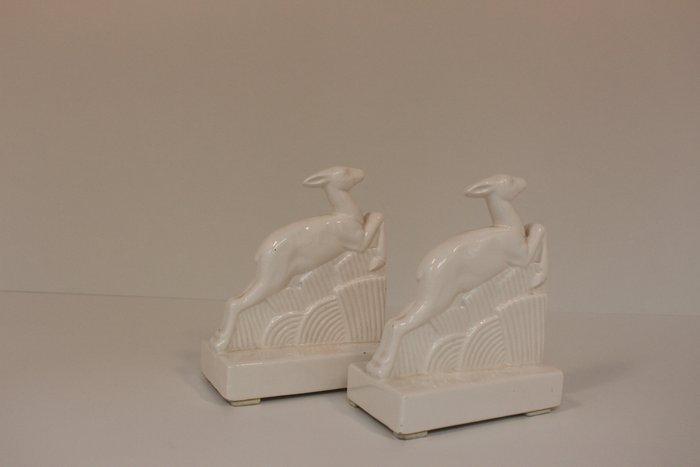 Beeld, Springende herten - 15.5 cm - Aardewerk, Antiek en Kunst, Kunst | Designobjecten