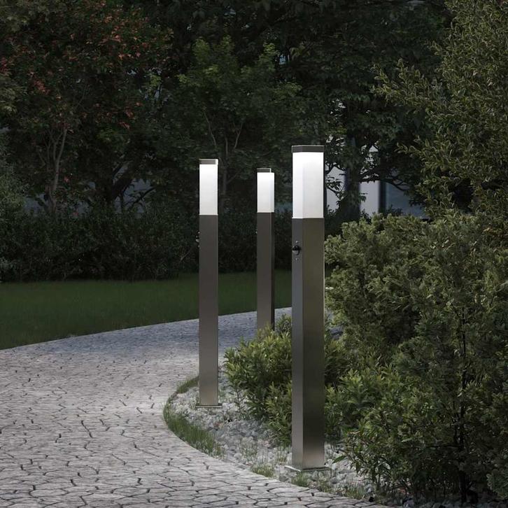 vidaXL Bolderverlichting met sensor 3 stuks 80 cm RVS IP44, Maison & Meubles, Lampes | Autre, Envoi