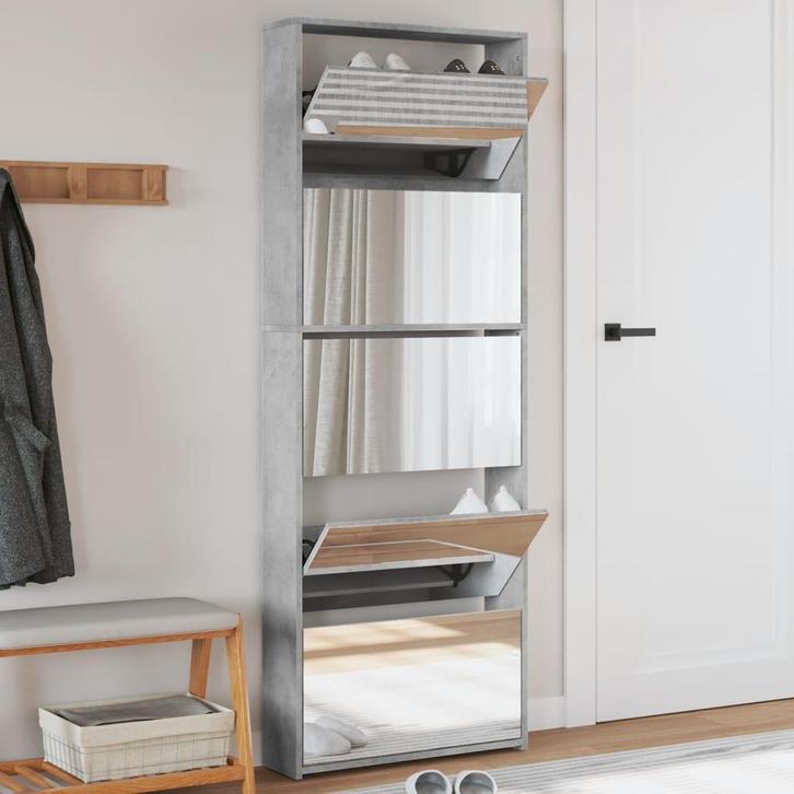 vidaXL Schoenenkast met spiegel 5-laags 63x17x169,5 cm, Huis en Inrichting, Kasten | Schoenenkasten, Nieuw, Verzenden