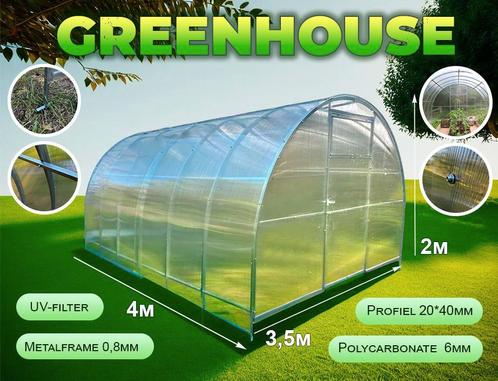 Tuinkas,serre,greenhouse met polycarbonaat 3,5m*4m*2m-b*d*hh, Jardin & Terrasse, Stockage & Armoires de jardin, Envoi