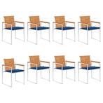 vidaXL Tuinstoelen 8 st met kussens massief acaciahout, Tuin en Terras, Tuinstoelen, Verzenden, Nieuw