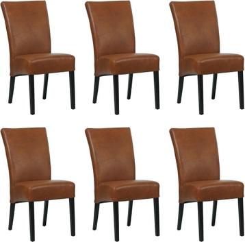 Set van 6 Cognac leren landelijke eetkamerstoelen - Granada, Ophalen of Verzenden