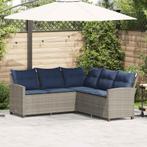 vidaXL Loungebank met kussens L-vormig poly rattan grijs, Tuin en Terras, Verzenden, Nieuw