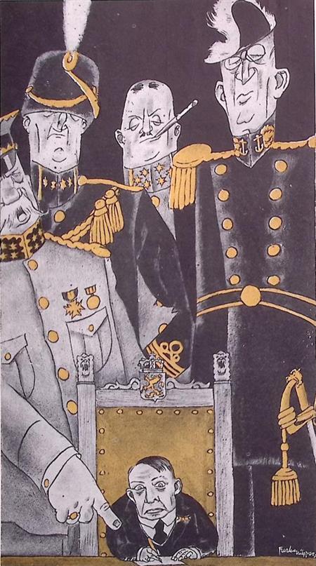 Het leger maakt via Deckers beleid op spotprent (Lithos), Antiek en Kunst, Kunst | Litho's en Zeefdrukken, Verzenden