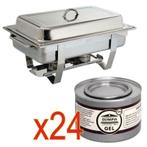 Ensemble Chafing Dish Inox 9 Litres + 24x Gel Combustible 20