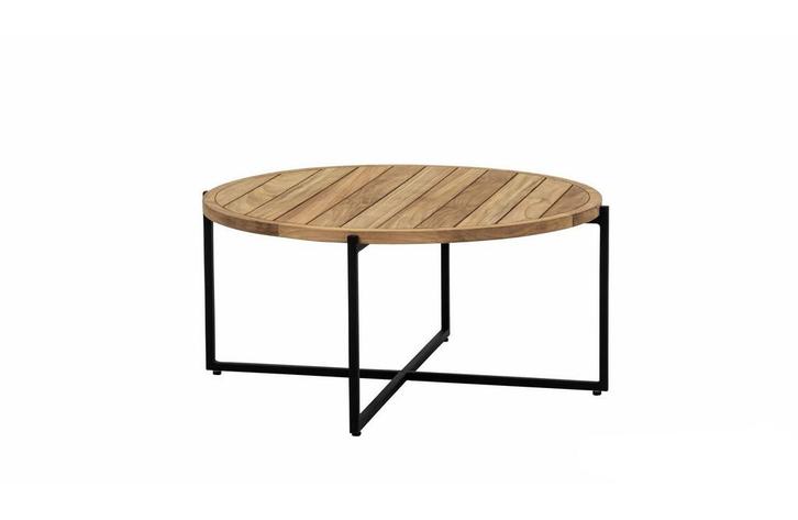 Apple Bee Condor loungetafel Black met rond teak blad Ø 94, Tuin en Terras, Tuinsets en Loungesets