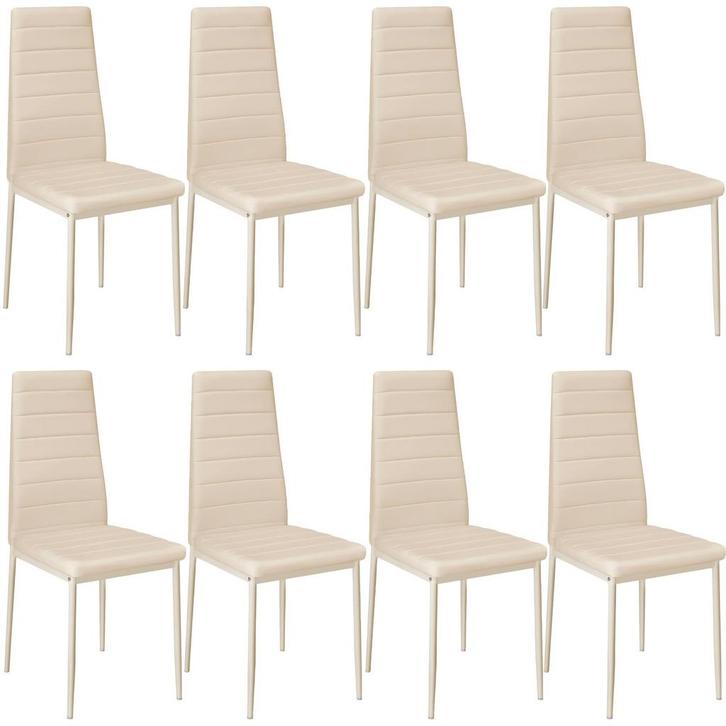 tectake Eetkamerstoelen, kunstleer - beige, Set van 8, Huis en Inrichting, Stoelen, Verzenden