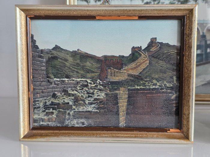 Unikatowy Zestaw Trzech Haftów Jedwabnych – Motywy Chiskie,, Antiek en Kunst, Curiosa en Brocante