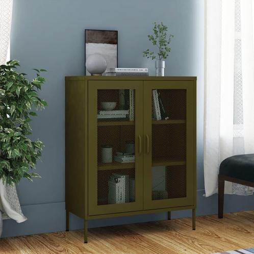 vidaXL Opbergkast 80x35x101,5 cm staal olijfgroen, Huis en Inrichting, Kasten | Overige, Nieuw, Verzenden