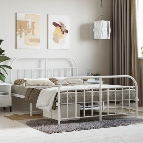 vidaXL Bedframe met hoofd- en voeteneinde metaal wit 140x200, Huis en Inrichting, Slaapkamer | Bedden, Nieuw, Verzenden