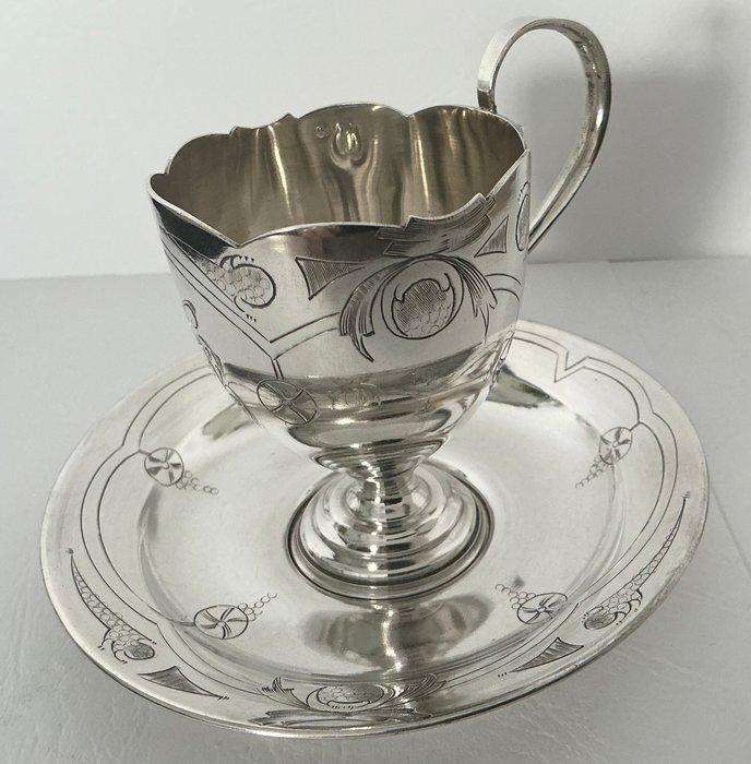 Beker (2) - .875 (84 Zolotniki) zilver - Russische beker +, Antiek en Kunst, Antiek | Zilver en Goud