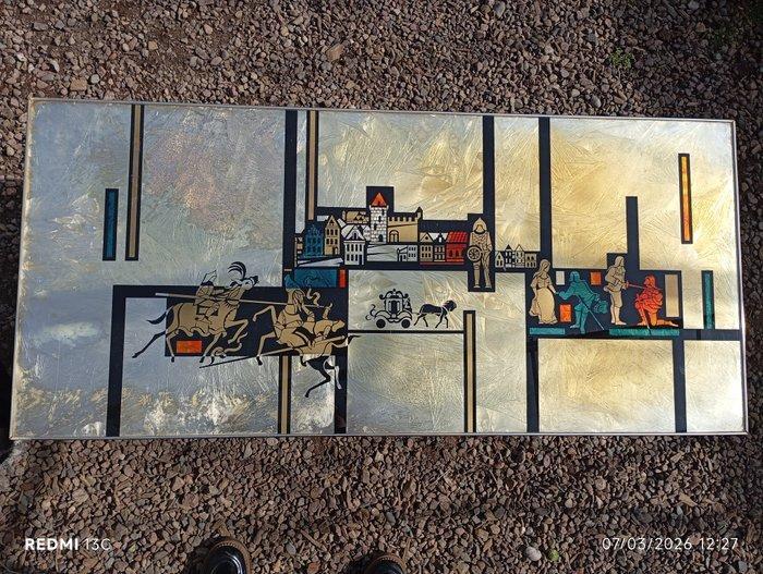 Salontafel - Chroom, Hout, Antiek en Kunst, Kunst | Designobjecten