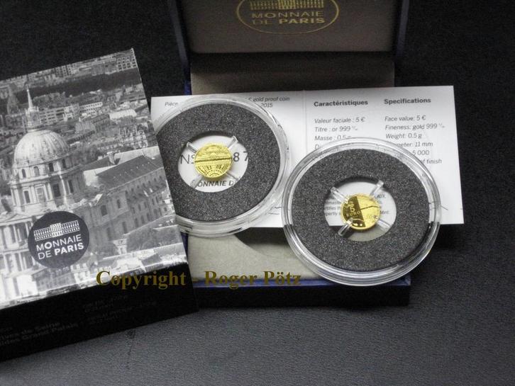 Frankreich 5 Euro 2015 Unesco goud Pp Ufer der Seine goud, Postzegels en Munten, Munten | Europa | Euromunten, België, Verzenden