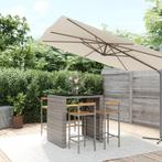 vidaXL Ensemble de bar jardin 5 pcs gris poly rotin/bois, Verzenden, Neuf