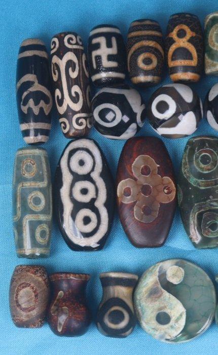 Perles Dzi - Dzi dAchat Tibétain - Dzi Yin-Yang, Dzi, Verzamelen, Mineralen en Fossielen