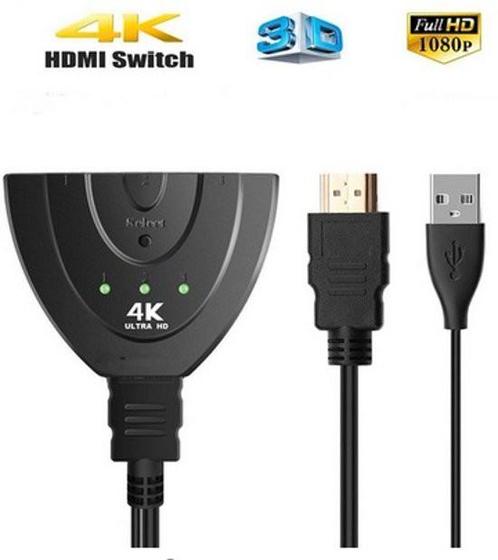 DrPhone - HDMI Kabel 3 Poort HDMI Switch Splitter 3D 2K 4K, Audio, Tv en Foto, Audiokabels en Televisiekabels, Nieuw, Verzenden