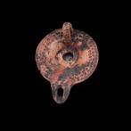 Oud-Romeins Terracotta Olielamp - 10 cm - Oude olielamp